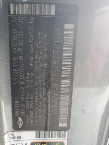 Photo 10 from auction – 2008 MINI COOPER S with VIN WMWMF73578TT91154