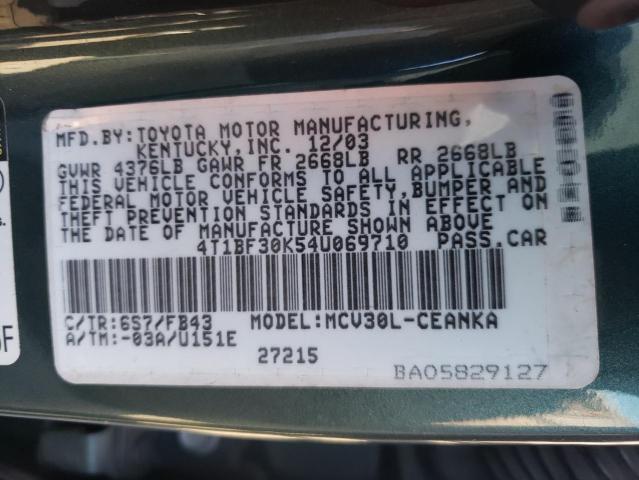 Photo 10 from auction – 2004 TOYOTA CAMRY LE with VIN 4T1BF30K54U069710