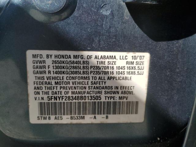 Photo 10 from auction – 2008 HONDA PILOT SE with VIN 5FNYF28348B013505