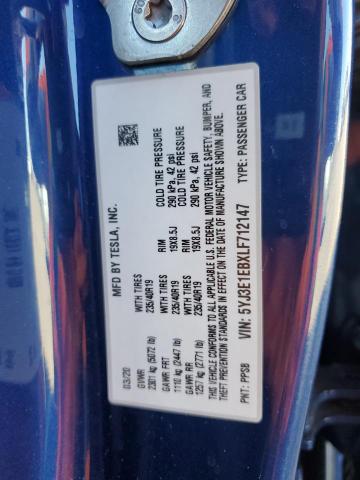 Photo 10 from auction – 2020 TESLA MODEL 3 with VIN 5YJ3E1EBXLF712147
