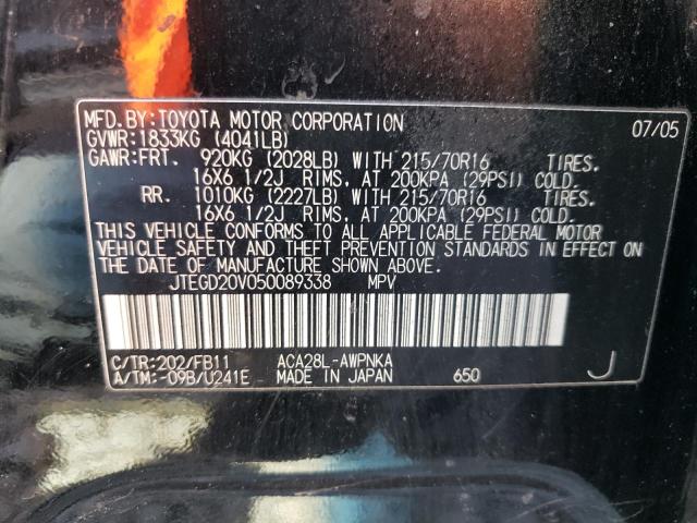 Photo 10 from auction – 2005 TOYOTA RAV4 with VIN JTEGD20V050089338