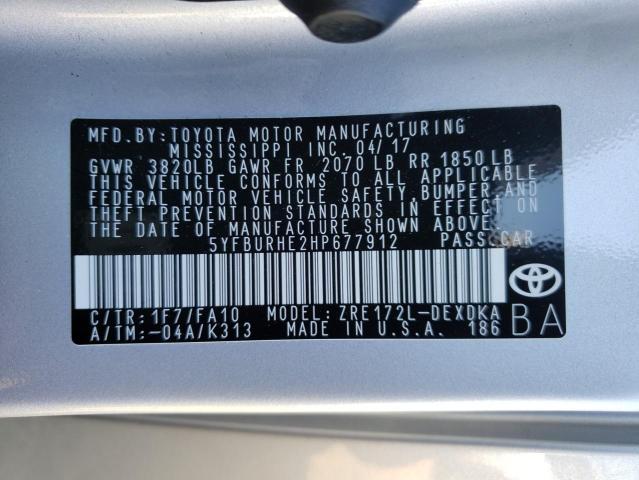 Photo 10 from auction – 2017 TOYOTA COROLLA L with VIN 5YFBURHE2HP677912