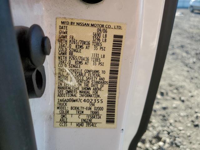 Photo 10 from auction – 2007 NISSAN FRONTIER K with VIN 1N6AD06W47C402355