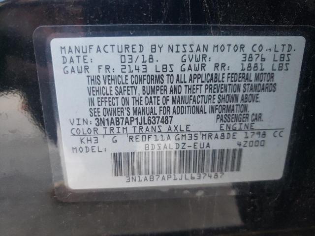Photo 10 from auction – 2018 NISSAN SENTRA S with VIN 3N1AB7AP1JL637487