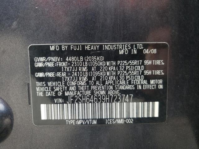 Photo 10 from auction – 2009 SUBARU FORESTER 2 with VIN JF2SH64639H723747