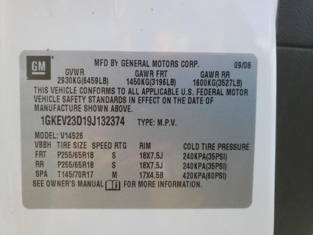 Photo 10 from auction – 2009 GMC ACADIA SLT with VIN 1GKEV23D19J132374