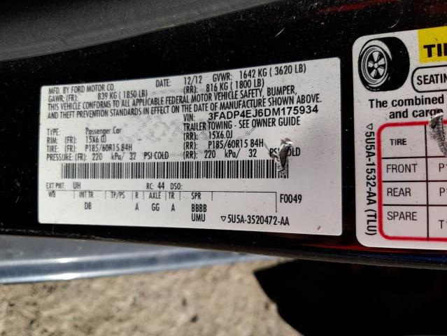 Photo 10 from auction – 2013 FORD FIESTA SE with VIN 3FADP4EJ6DM175934