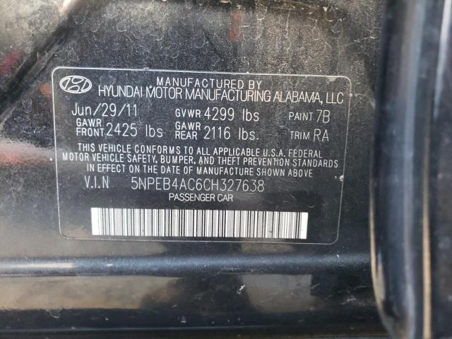 Photo 10 from auction – 2012 HYUNDAI SONATA GLS with VIN 5NPEB4AC6CH327638