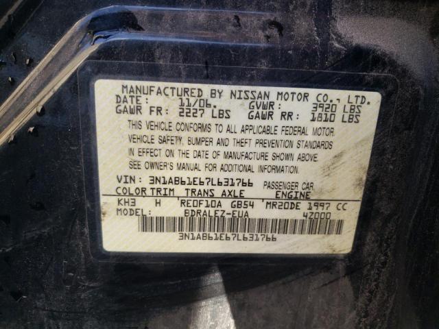 Photo 10 from auction – 2007 NISSAN SENTRA with VIN 3N1AB61E67L631766