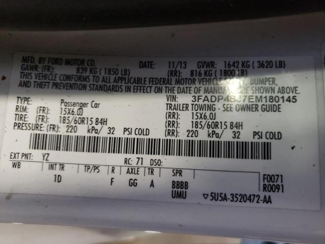 Photo 10 from auction – 2014 FORD FIESTA SE with VIN 3FADP4BJ7EM180145
