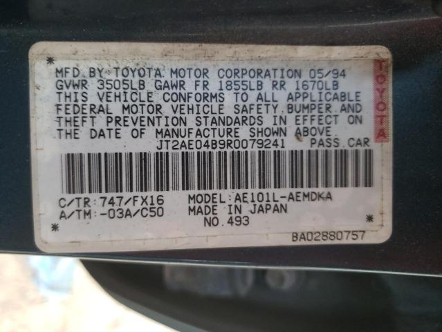 Photo 10 from auction – 1994 TOYOTA COROLLA with VIN JT2AE04B9R0079241