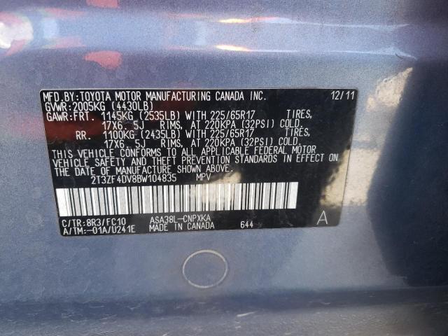 Photo 10 from auction – 2011 TOYOTA RAV4 with VIN 2T3ZF4DV8BW104835