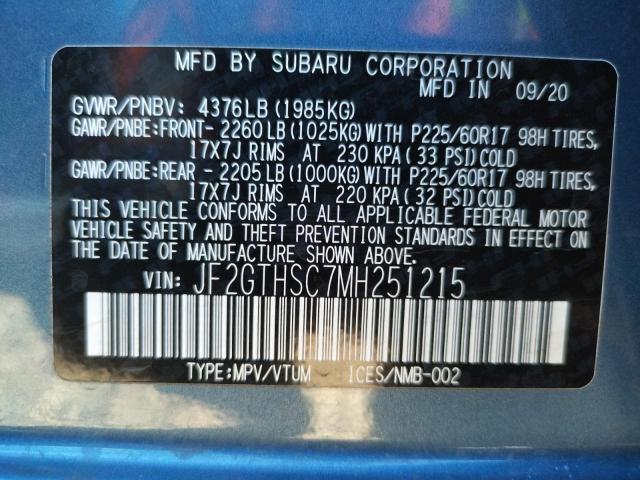 Photo 10 from auction – 2021 SUBARU CROSSTREK with VIN JF2GTHSC7MH251215