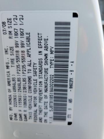 Photo 10 from auction – 2009 ACURA RDX TECHNO with VIN 5J8TB18519A002202