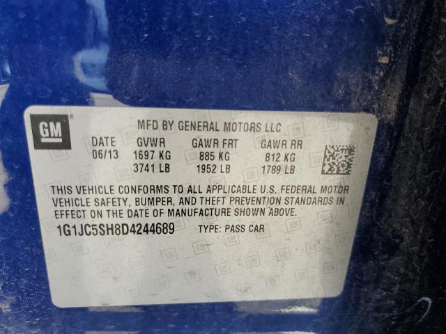 Photo 10 from auction – 2013 CHEVROLET SONIC LT with VIN 1G1JC5SH8D4244689