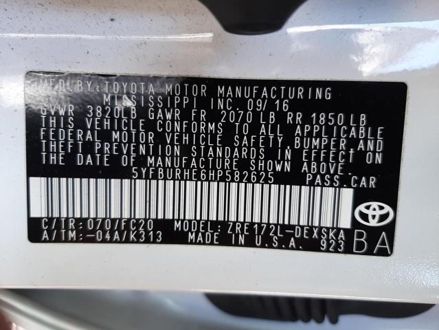 Photo 10 from auction – 2017 TOYOTA COROLLA L with VIN 5YFBURHE6HP582625