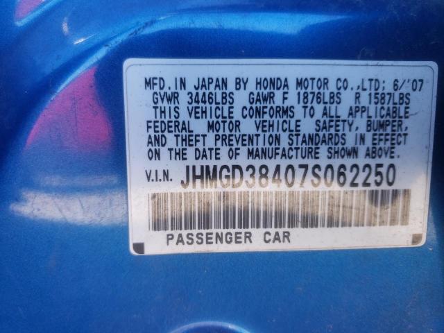 Photo 10 from auction – 2007 HONDA FIT with VIN JHMGD38407S062250