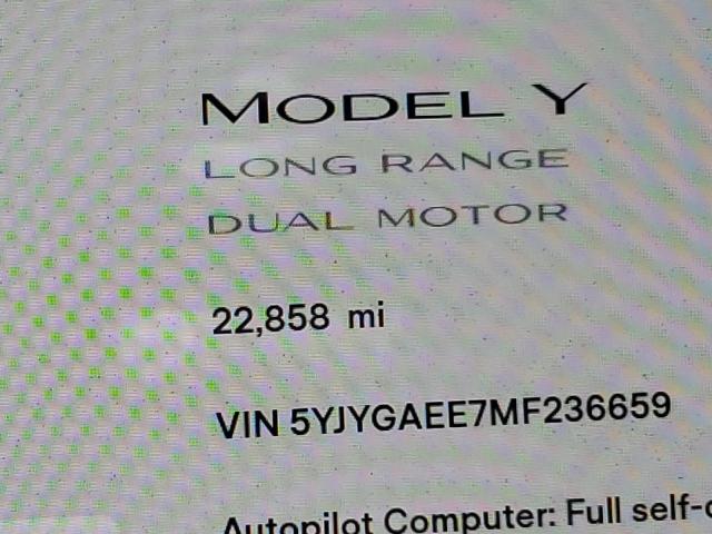Photo 8 from auction – 2021 TESLA MODEL Y with VIN 5YJYGAEE7MF236659