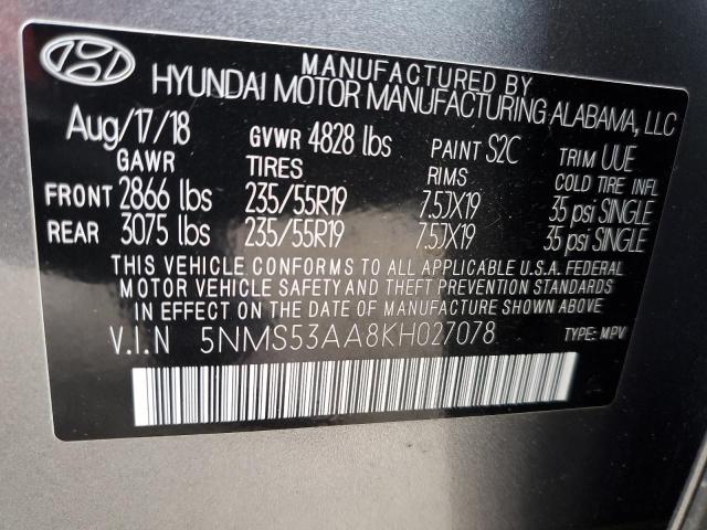 Photo 10 from auction – 2019 HYUNDAI SANTA FE L with VIN 5NMS53AA8KH027078