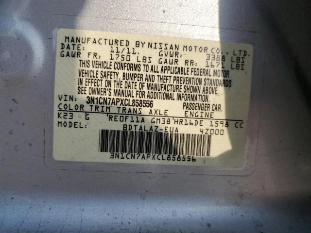 Photo 10 from auction – 2012 NISSAN VERSA S with VIN 3N1CN7APXCL858556