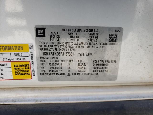 Photo 10 from auction – 2015 GMC ACADIA DEN with VIN 1GKKRTKD5FJ167381