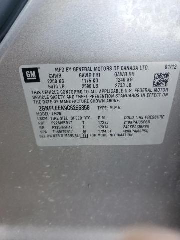 Foto 10 de la subasta – 2012 CHEVROLET EQUINOX LT con VIN 2GNFLEEK9C6256858