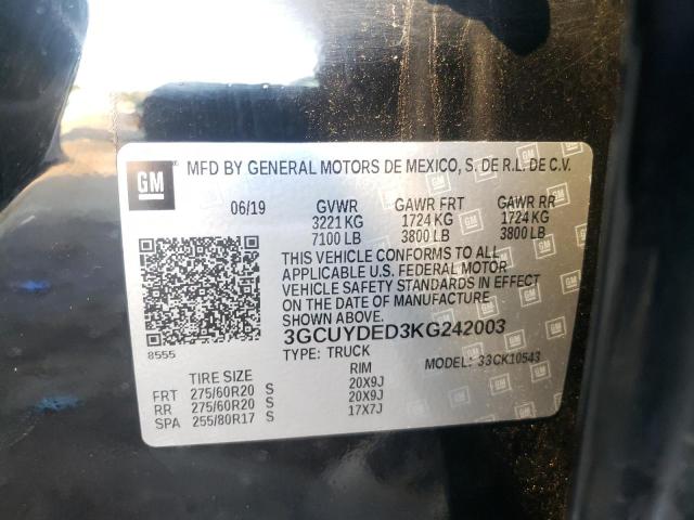 Photo 10 from auction – 2019 CHEVROLET SILVERADO with VIN 3GCUYDED3KG242003