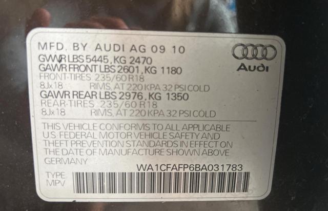 Photo 10 from auction – 2011 AUDI Q5 PREMIUM with VIN WA1CFAFP6BA031783