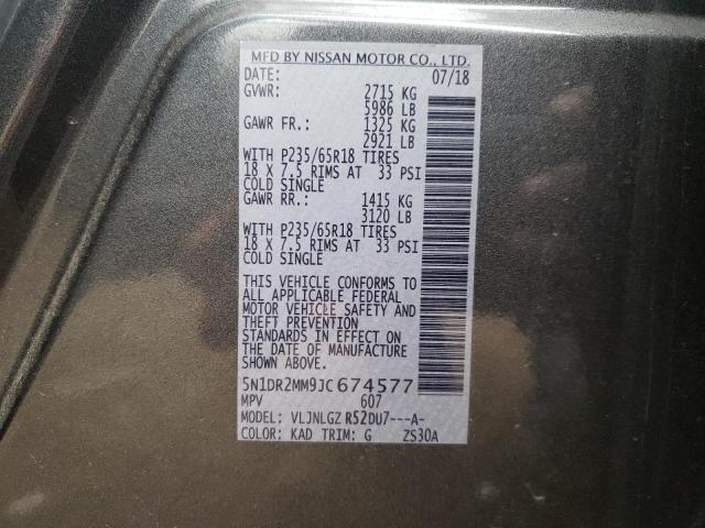 Photo 10 from auction – 2018 NISSAN PATHFINDER with VIN 5N1DR2MM9JC674577