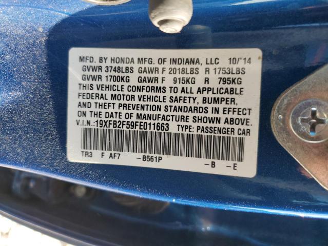 Photo 10 from auction – 2015 HONDA CIVIC LX with VIN 19XFB2F59FE011663