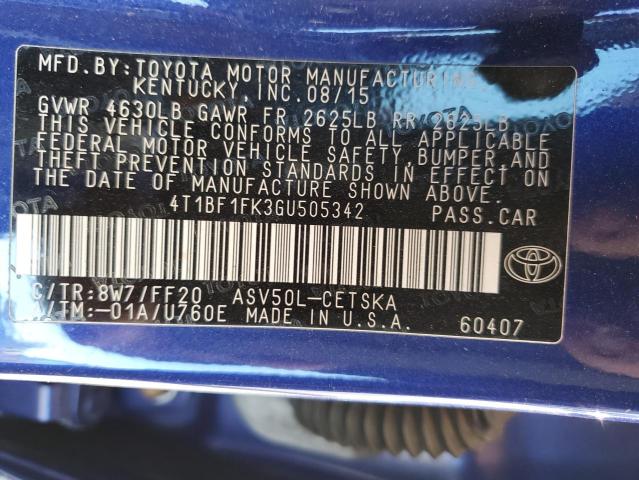 Photo 10 from auction – 2016 TOYOTA CAMRY LE with VIN 4T1BF1FK3GU505342