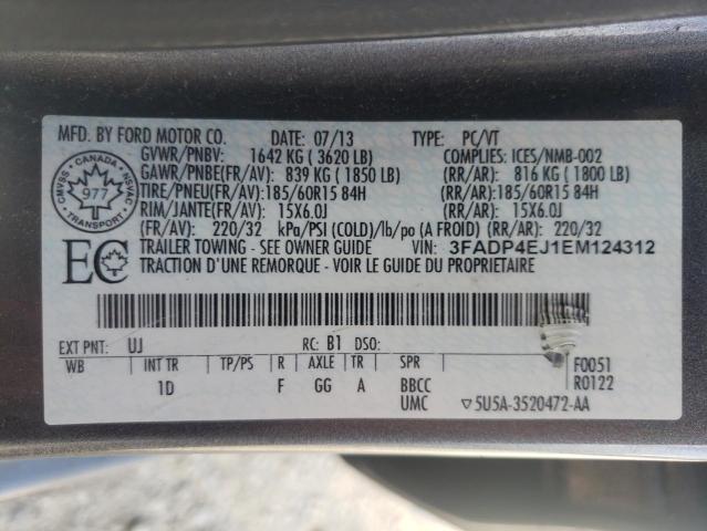 Photo 10 from auction – 2014 FORD FIESTA SE with VIN 3FADP4EJ1EM124312
