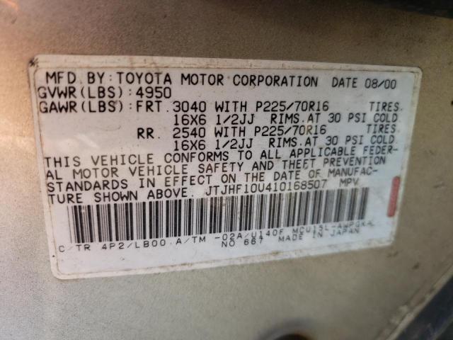 Photo 10 from auction – 2001 LEXUS RX 300 with VIN JTJHF10U410168507