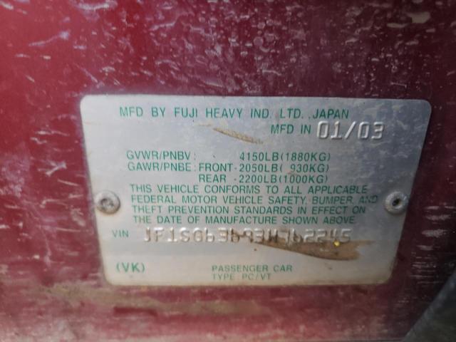 Photo 10 from auction – 2003 SUBARU FORESTER 2 with VIN JF1SG63693H762245