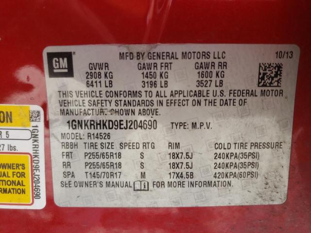 Photo 10 from auction – 2014 CHEVROLET TRAVERSE L with VIN 1GNKRHKD9EJ204690