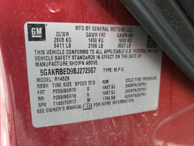 Photo 10 from auction – 2011 BUICK ENCLAVE CX with VIN 5GAKRBED9BJ272907