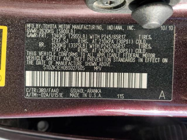 Photo 10 from auction – 2011 TOYOTA HIGHLANDER with VIN 5TDZK3EH0BS027605