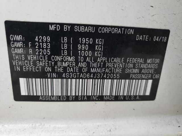 Photo 10 from auction – 2018 SUBARU IMPREZA PR with VIN 4S3GTAD64J3742055