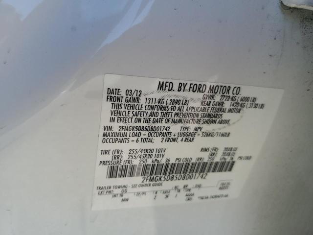 Photo 10 from auction – 2013 FORD FLEX LIMIT with VIN 2FMGK5D85DBD01742