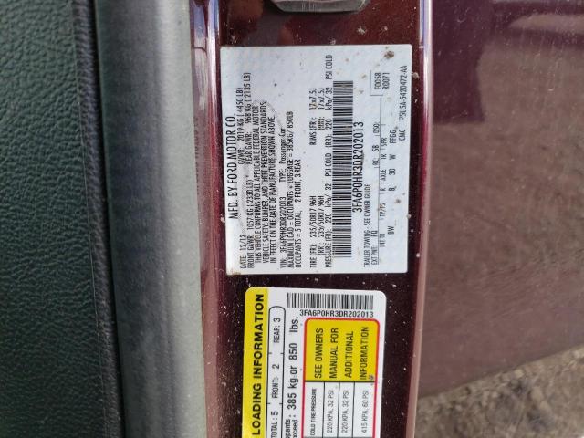 Photo 10 from auction – 2013 FORD FUSION SE with VIN 3FA6P0HR3DR202013