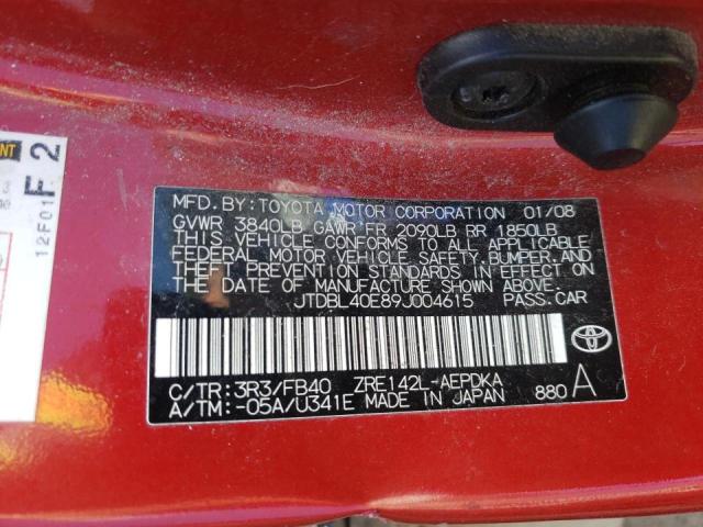 Photo 10 from auction – 2009 TOYOTA COROLLA with VIN JTDBL40E89J004615