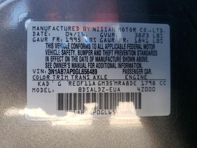 Photo 10 from auction – 2016 NISSAN SENTRA S with VIN 3N1AB7AP0GL656489