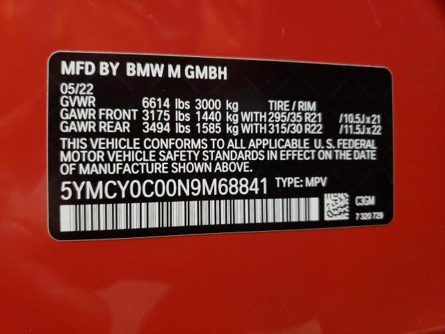 Photo 10 from auction – 2022 BMW X6 M with VIN 5YMCY0C00N9M68841
