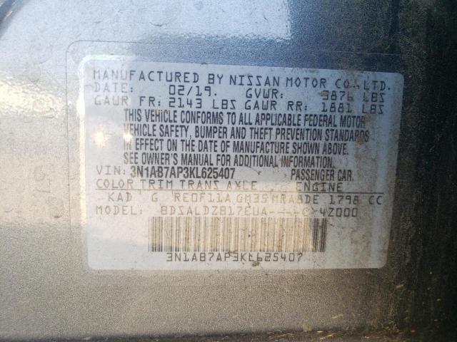 Photo 10 from auction – 2019 NISSAN SENTRA S with VIN 3N1AB7AP3KL625407