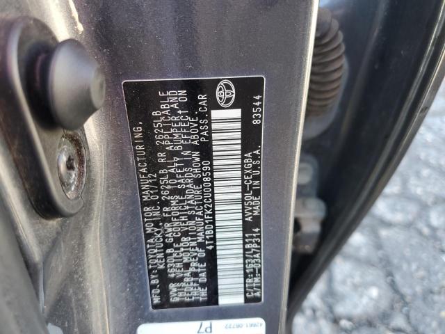 Photo 10 from auction – 2012 TOYOTA CAMRY HYBR with VIN 4T1BD1FK2CU008590