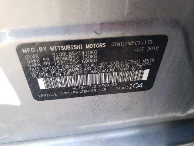 Photo 10 from auction – 2019 MITSUBISHI MIRAGE G4 with VIN ML32F3FJ3KHF04268