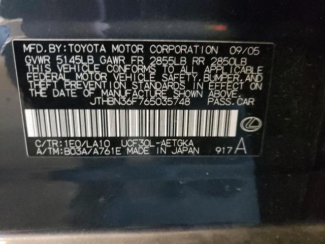 Photo 10 from auction – 2006 LEXUS LS 430 with VIN JTHBN36F765035748