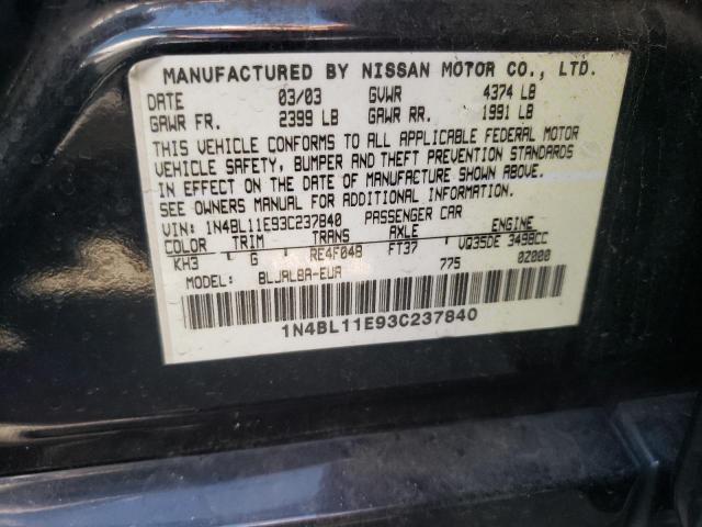 Photo 10 from auction – 2003 NISSAN ALTIMA SE with VIN 1N4BL11E93C237840