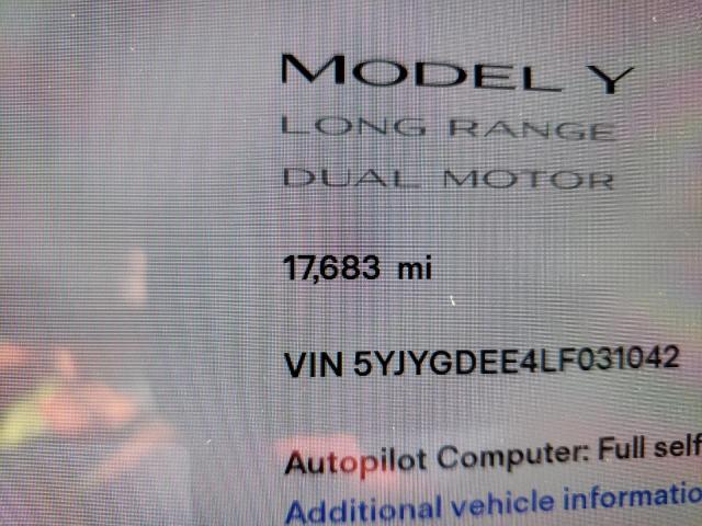 Photo 8 from auction – 2020 TESLA MODEL Y with VIN 5YJYGDEE4LF031042