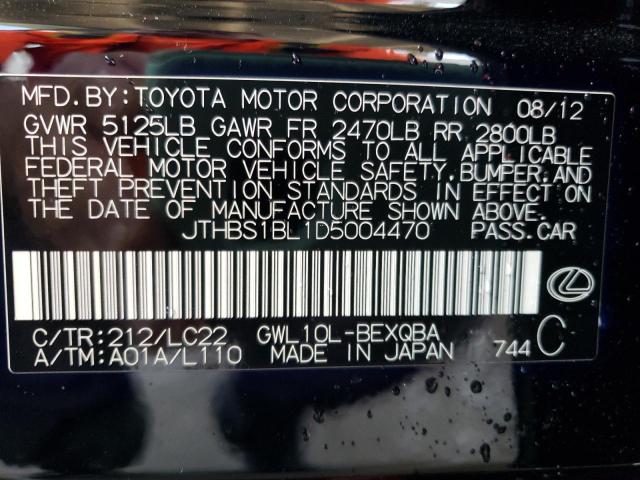 Photo 10 from auction – 2013 LEXUS GS 450H with VIN JTHBS1BL1D5004470